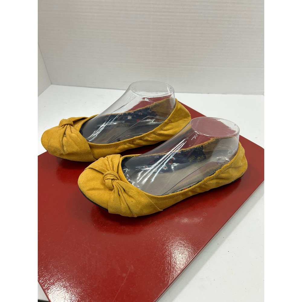 C. Est. 1946 Suede Ballet Flats 10 Mustard Yellow Knotted Bow Balletcore Indie
